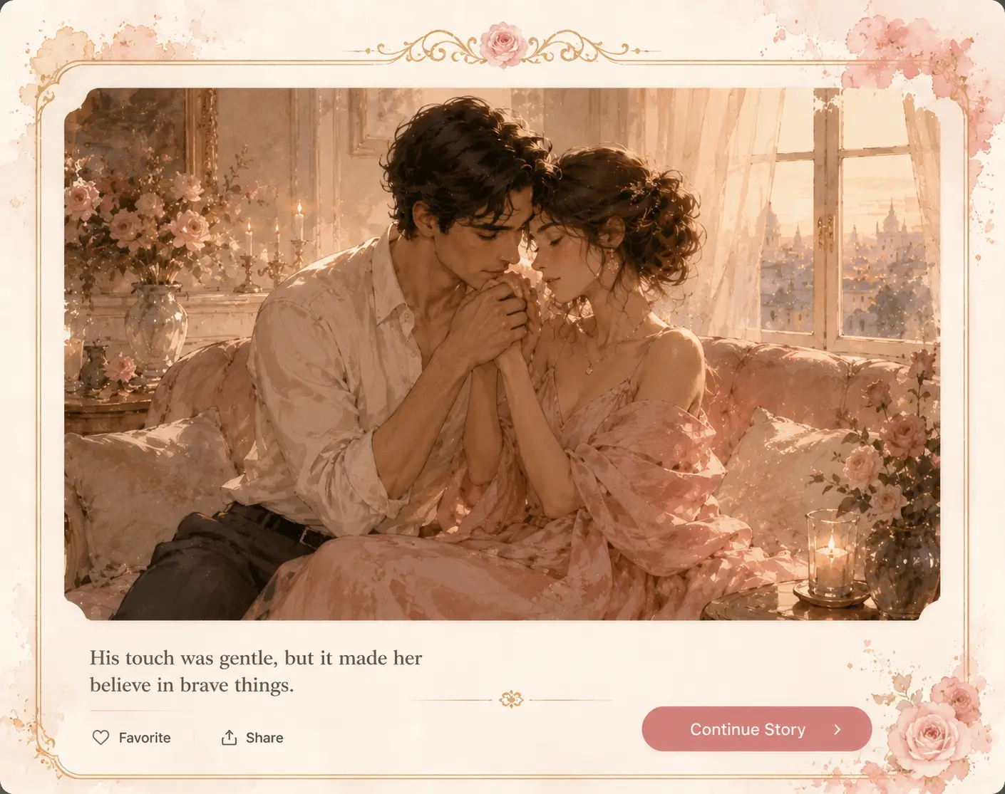 Illustrated sensual story scene preview generated by My Spicy Vanilla